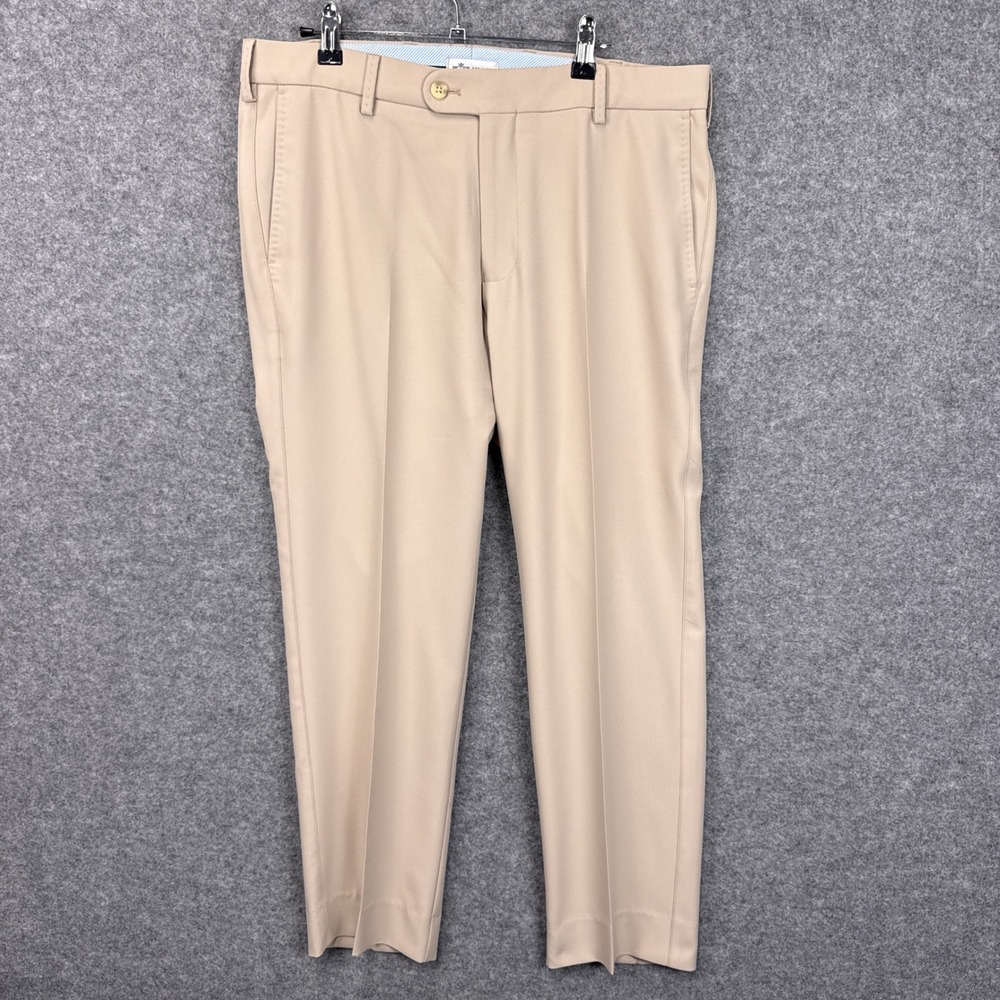 Peter Millar Pants 32/32 Khaki Tan Performance Polyester Golf Trousers Straight